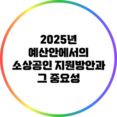 2025년 예산안에서의 소상공인 지원방안과 그 중요성