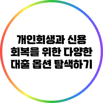 개인회생과 신용 회복을 위한 다양한 대출 옵션 탐색하기