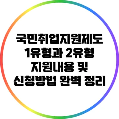 국민취업지원제도: 1유형과 2유형 지원내용 및 신청방법 완벽 정리