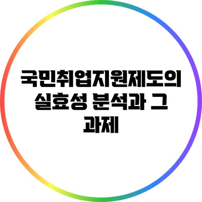 국민취업지원제도의 실효성 분석과 그 과제