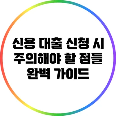 신용 대출 신청 시 주의해야 할 점들 완벽 가이드