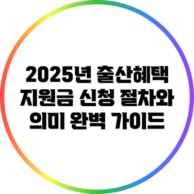 2025년 출산혜택 지원금 신청 절차와 의미 완벽 가이드