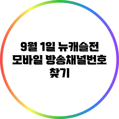 9월 1일 뉴캐슬전: 모바일 방송채널번호 찾기