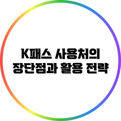 K패스 사용처의 장단점과 활용 전략