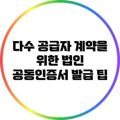 다수 공급자 계약을 위한 법인 공동인증서 발급 팁