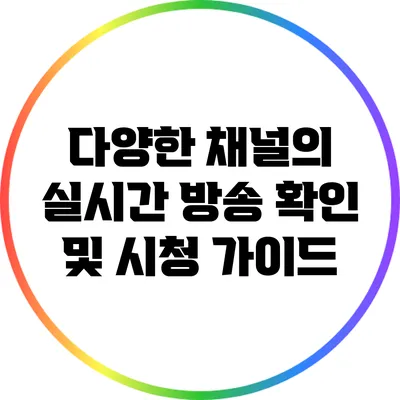다양한 채널의 실시간 방송 확인 및 시청 가이드