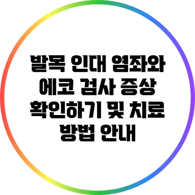 발목 인대 염좌와 에코 검사: 증상 확인하기 및 치료 방법 안내