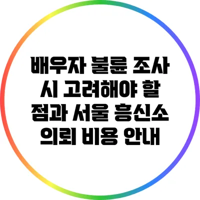 배우자 불륜 조사 시 고려해야 할 점과 서울 흥신소 의뢰 비용 안내