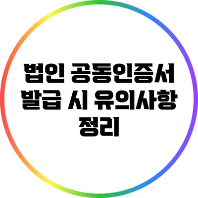 법인 공동인증서 발급 시 유의사항 정리