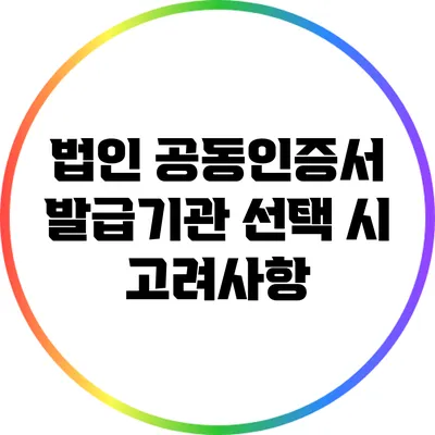 법인 공동인증서 발급기관 선택 시 고려사항