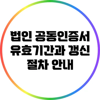 법인 공동인증서: 유효기간과 갱신 절차 안내