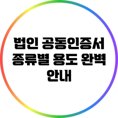 법인 공동인증서 종류별 용도 완벽 안내