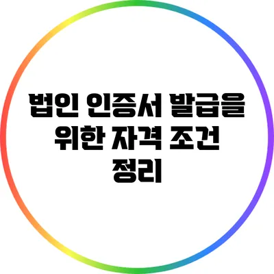 법인 인증서 발급을 위한 자격 조건 정리