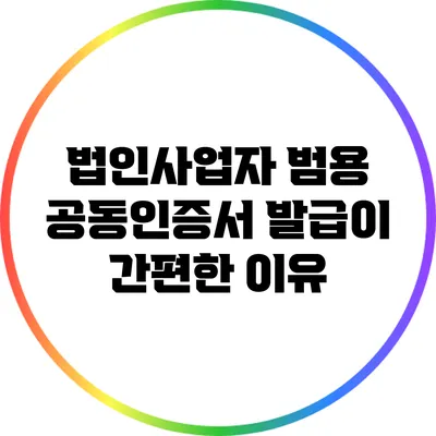 법인사업자 범용 공동인증서 발급이 간편한 이유