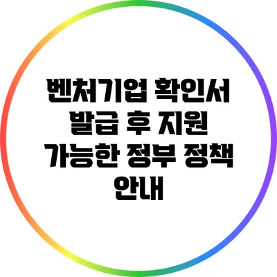 벤처기업 확인서 발급 후 지원 가능한 정부 정책 안내