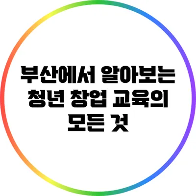 부산에서 알아보는 청년 창업 교육의 모든 것
