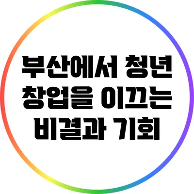 부산에서 청년 창업을 이끄는 비결과 기회