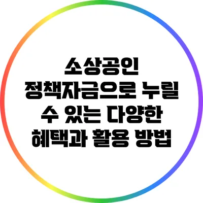 소상공인 정책자금으로 누릴 수 있는 다양한 혜택과 활용 방법