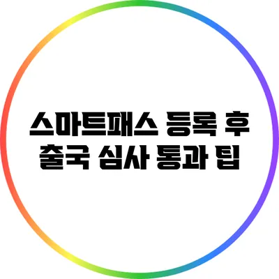 스마트패스 등록 후 출국 심사 통과 팁