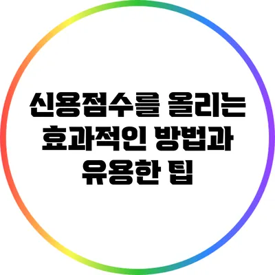 신용점수를 올리는 효과적인 방법과 유용한 팁