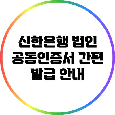 신한은행 법인 공동인증서 간편 발급 안내