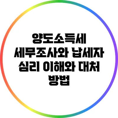 양도소득세 세무조사와 납세자 심리: 이해와 대처 방법