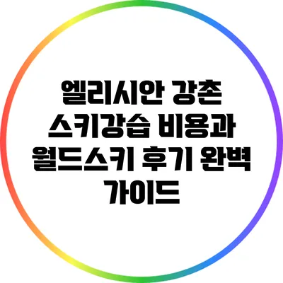 엘리시안 강촌 스키강습 비용과 월드스키 후기 완벽 가이드