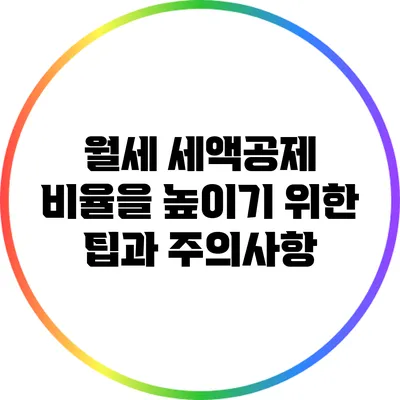 월세 세액공제 비율을 높이기 위한 팁과 주의사항