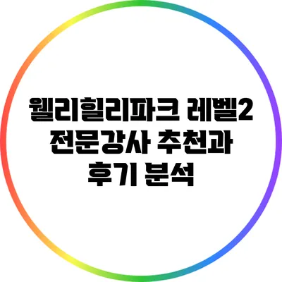 웰리힐리파크 레벨2 전문강사 추천과 후기 분석