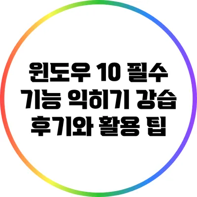 윈도우 10 필수 기능 익히기: 강습 후기와 활용 팁