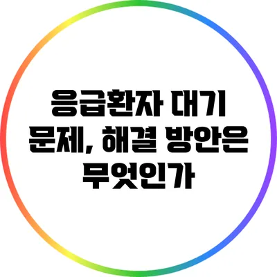 응급환자 대기 문제, 해결 방안은 무엇인가?
