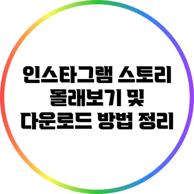 인스타그램 스토리 몰래보기 및 다운로드 방법 정리