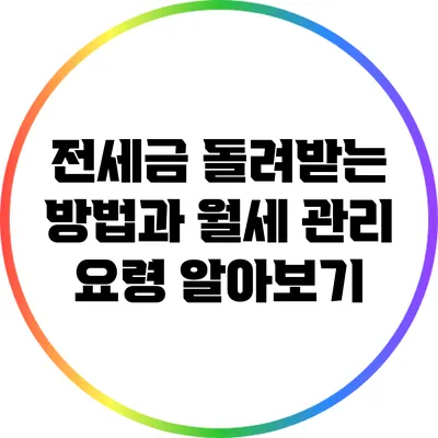 전세금 돌려받는 방법과 월세 관리 요령 알아보기