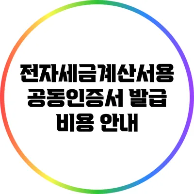 전자세금계산서용 공동인증서 발급 비용 안내