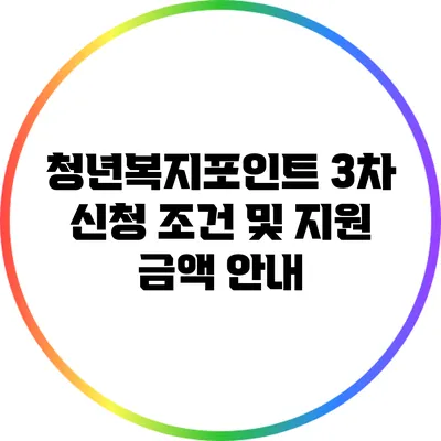 청년복지포인트 3차 신청 조건 및 지원 금액 안내