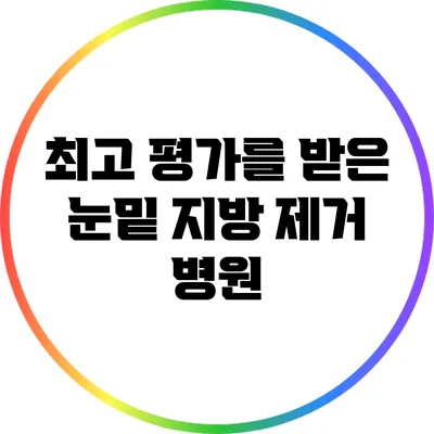최고 평가를 받은 눈밑 지방 제거 병원