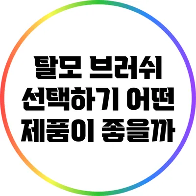 탈모 브러쉬 선택하기: 어떤 제품이 좋을까?