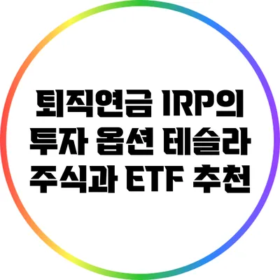 퇴직연금 IRP의 투자 옵션: 테슬라 주식과 ETF 추천