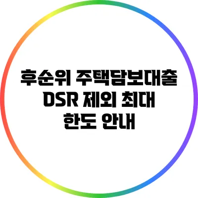 후순위 주택담보대출 DSR 제외 최대 한도 안내