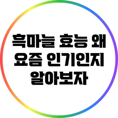 흑마늘 효능: 왜 요즘 인기인지 알아보자