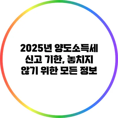 2025년 양도소득세 신고 기한, 놓치지 않기 위한 모든 정보