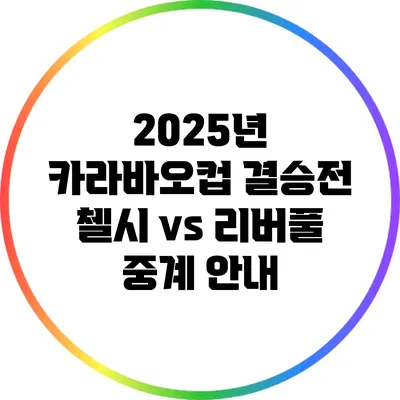 2025년 카라바오컵 결승전 첼시 vs 리버풀 중계 안내