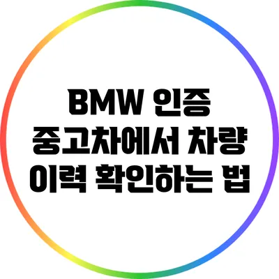BMW 인증 중고차에서 차량 이력 확인하는 법