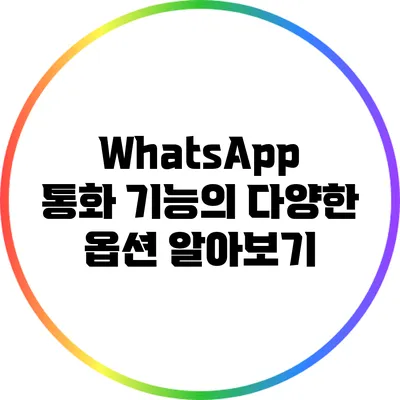 WhatsApp 통화 기능의 다양한 옵션 알아보기