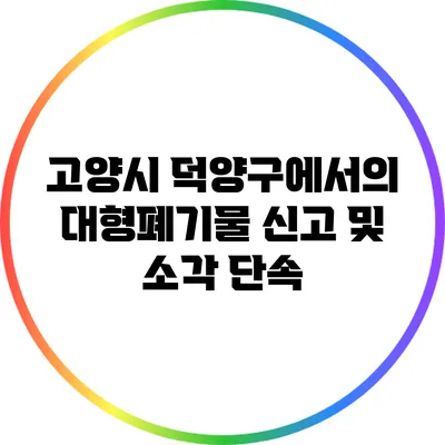 고양시 덕양구에서의 대형폐기물 신고 및 소각 단속