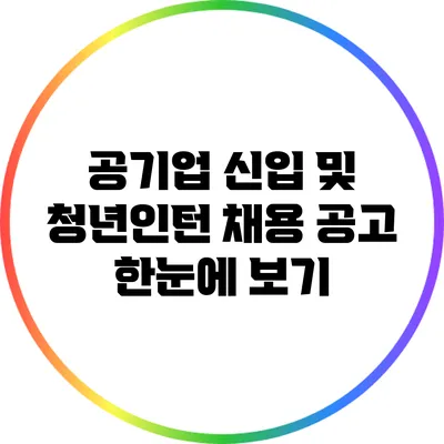 공기업 신입 및 청년인턴 채용 공고 한눈에 보기