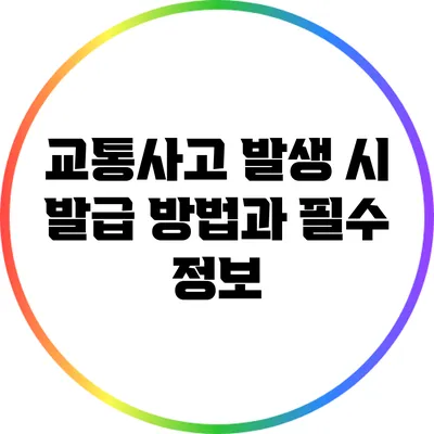 교통사고 발생 시 발급 방법과 필수 정보