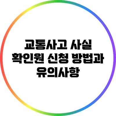 교통사고 사실 확인원 신청 방법과 유의사항
