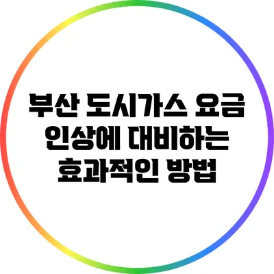 부산 도시가스 요금 인상에 대비하는 효과적인 방법