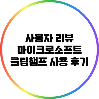 사용자 리뷰 마이크로소프트 클립챔프 사용 후기